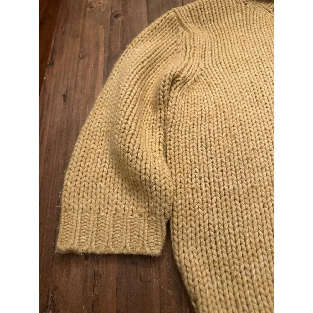 J Crew Women’s Chunky Knit Turtleneck Sweater Yellow Size Medium Oversized